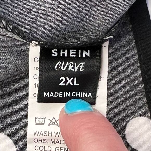 SHEIN Blouse 2XL Polka Dots 3/4 Sleeve Ruffle Cuff Whimsical Chic Retro Top - Picture 8 of 10